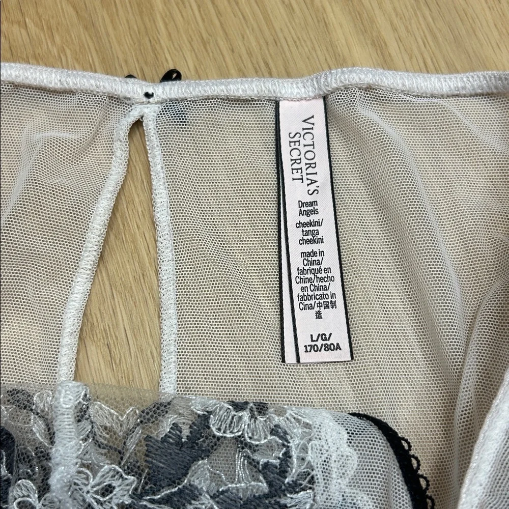 Victoria's Secret Dream Angels Open Back Cheekini Lace Mesh Sheer Panty L